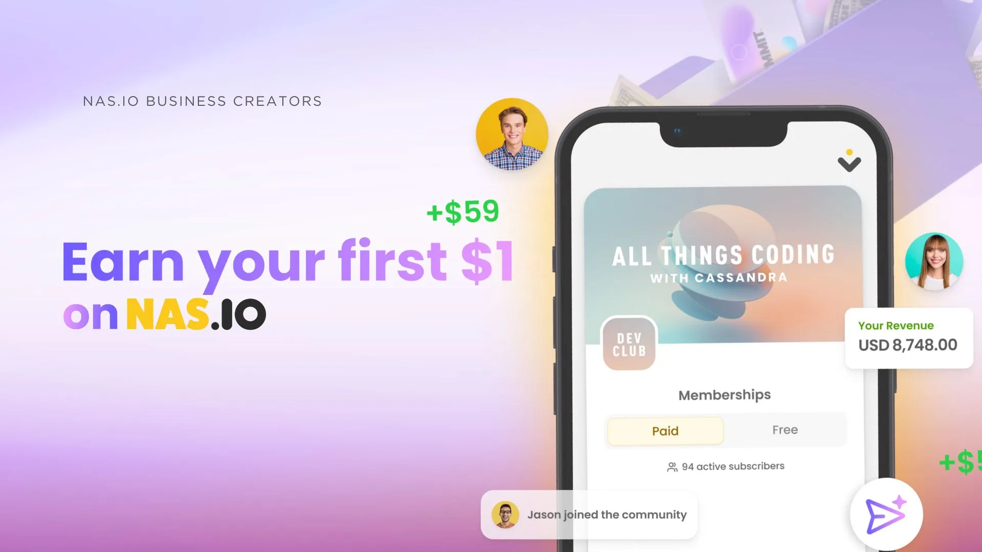Earn your first $1 on Nas.io