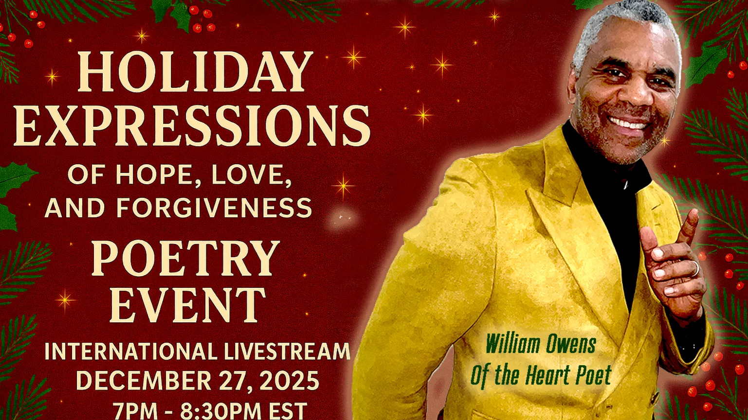 LIVESTREAM - Holiday Expressions of Hope, Love, and Forgiveness: A Poetry Concert in Vietnam with William Owens