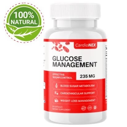 May be an image of medicine and text that says '100% NATURAL CardioNEX GLUCOSE MANAGEMENT EFFECTIVE SUGARCONTROL SUGARO 235 MG BLOOD SUGAR METABOLISM CARDIOVASCULAR AR SUPPORT WEIGHT WEIGHTLOSSMANAGEMENT LOSS MANAGEMENT ห TAESUPPLEMENT SCAPSULE มยรามพ'